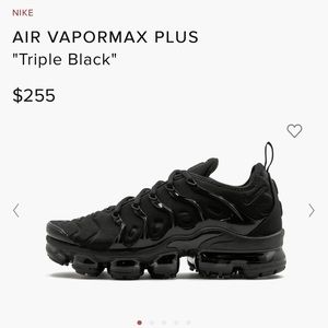 Only worn twice Air Vapormax Plus all black. Size M 8.5